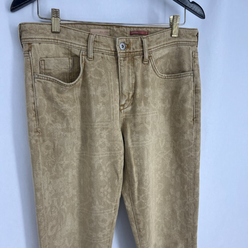 Pilcro  Anthropologie Tan Damask Print Slim Boyfriend Jeans Size 29 - Picture 5 of 14